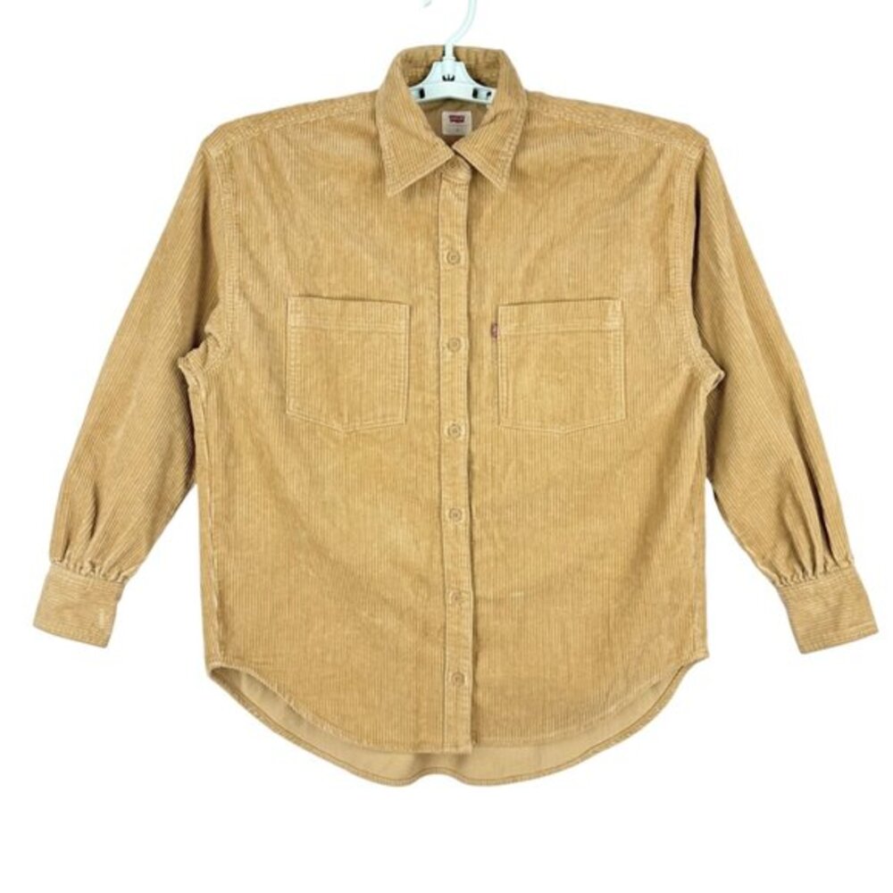 Levi's Women's Long Sleeve Relaxed Fit Button-Up Corduroy Tan Shacket Size Small